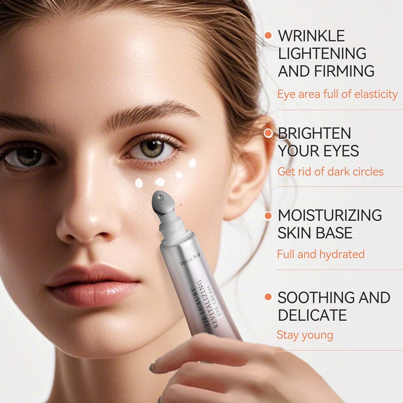 TJE Luxury Revitalizing Eye Cream, Caffeine, Dark Circles Under Eye Treatment with Ectoin, Anti Aging Eye Serum with Cooling Massage Roller for Under Eye Bags And Puffy Eyes, 0.5 fl. oz