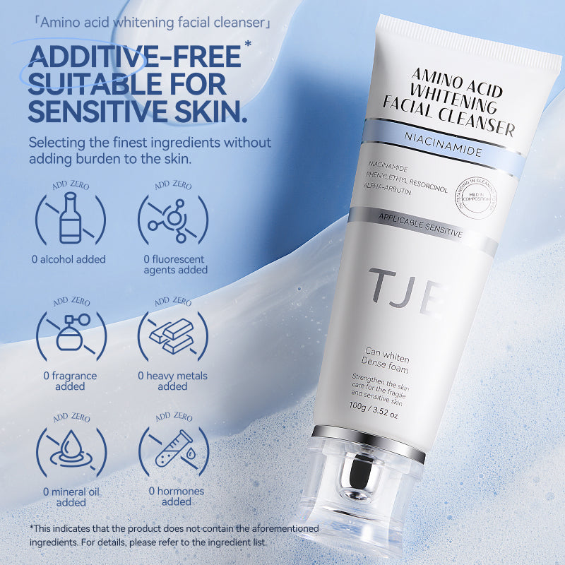 TJE Amino Acid Brightening Facial Cleanser - Anti-Aging, Whitening, and Hydrating Formula with Lauryl Glutamic Acid, Niacinamide for Oily Skin and for Sensitive Skin